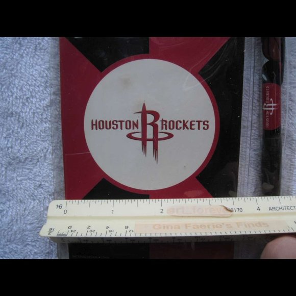 NBA Houston Rockets Stationery Set Pen & Memo Pad Plastic Carry Tote Bag Red Tx - Picture 4 of 9